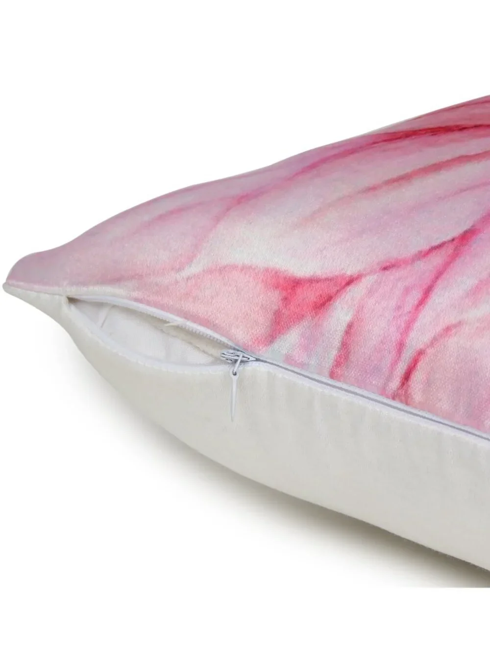 Oussum Square Cushion Case Cotton Pink Floral Print Pillow Cover Set of 2